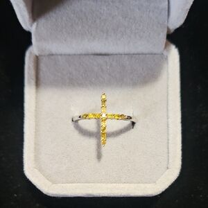 Yellow Diamond Cross Ring